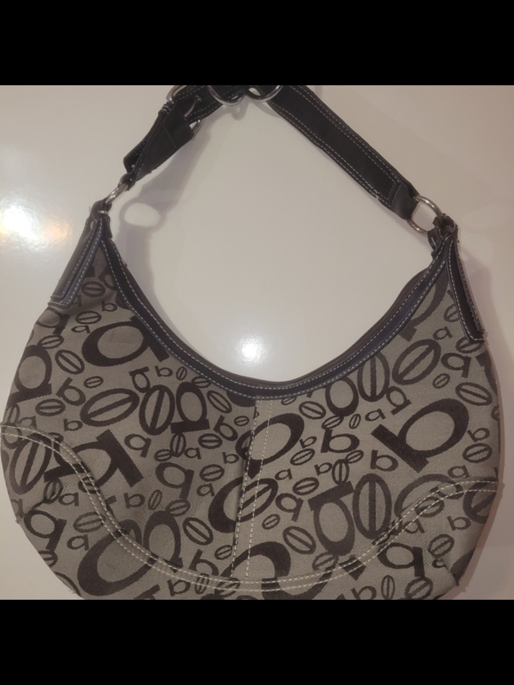 Bebe Gray Patterned Shoulder Hobo Bag